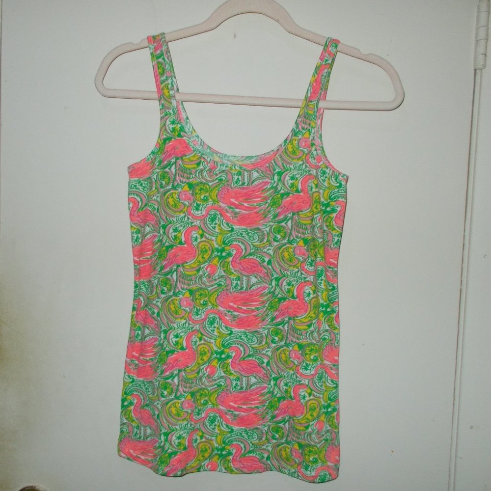 Lilly Pulitzer Tabbie Flamingo Tank Top Multi Color Size Extra Small